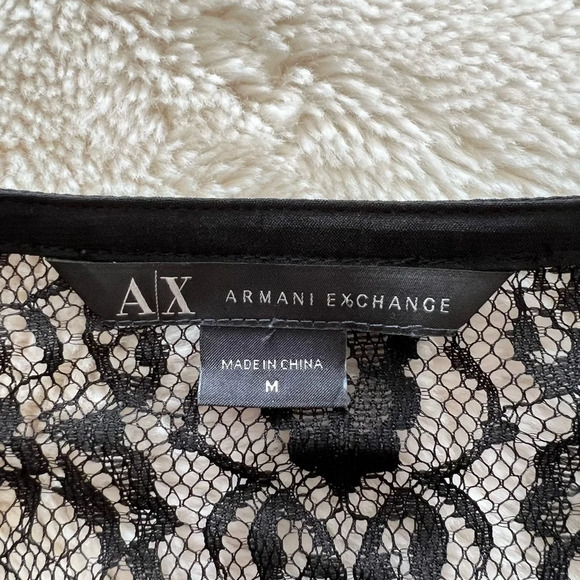 Women’s Armani Exchange Whimsigoth Black Sheer Lace Feminine Blouse Top M - Picture 2 of 3